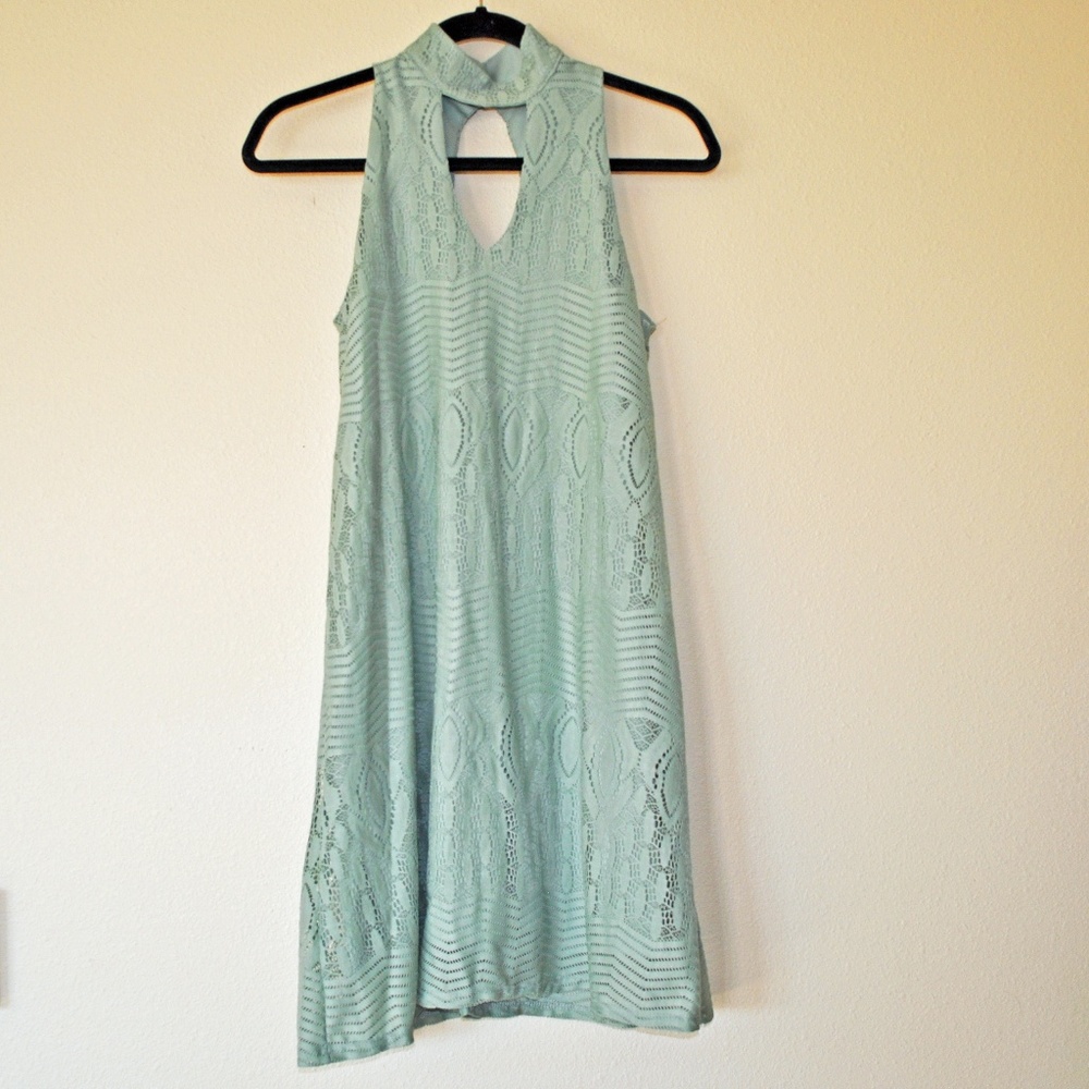 City Studio dusty green lined swing dress XS.